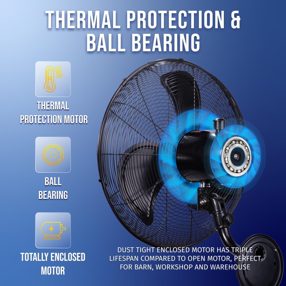20 Inch Oscillating Waterproof Outdoor Wall Mount Fan 3 Speed 5250 CFM F302