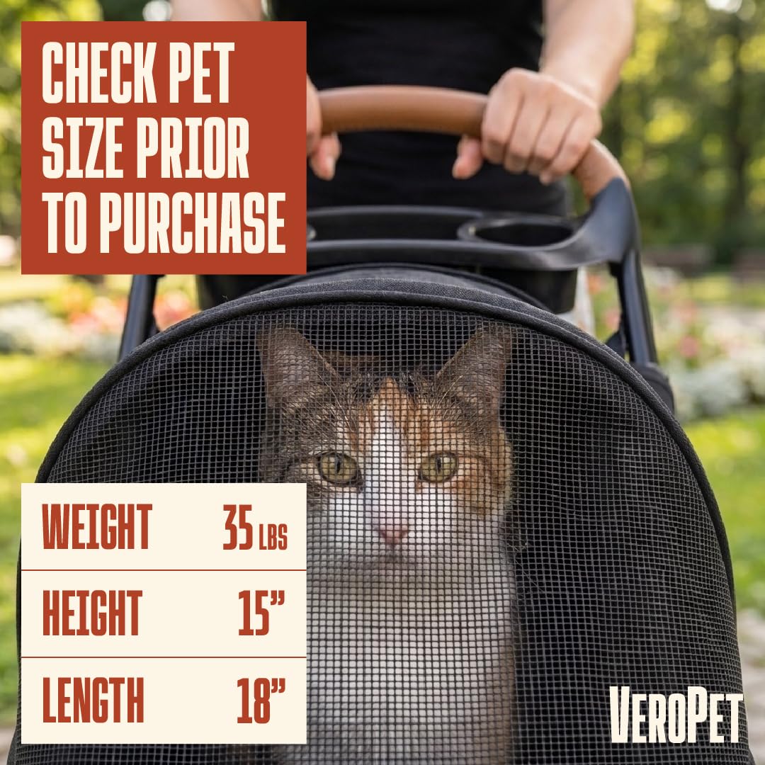 Foldable Pet Stroller with Mesh, Storage Basket & Cup Holder Q158330