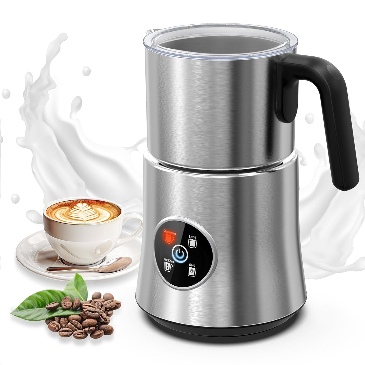 4-in-1 Electric Milk Frother and Steamer with Stainless Steel Jug E25673