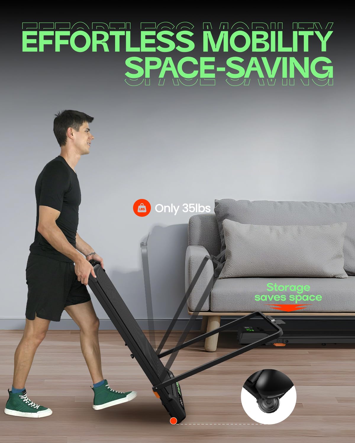 Folding Walking Pad with Incline, 2 in 1 Portable Under Desk Treadmill B364680