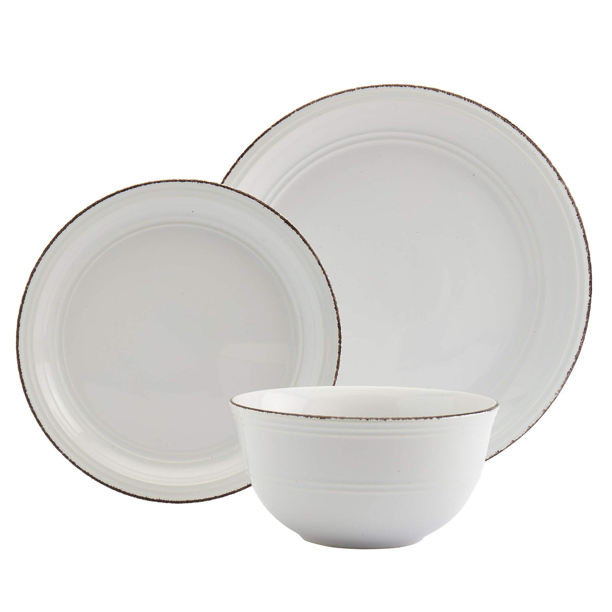 White 12 Piece Stoneware Dinnerware Set K875785