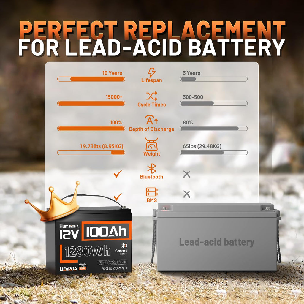 12V 100Ah LiFePO4 Lithium Battery with Bluetooth R589943