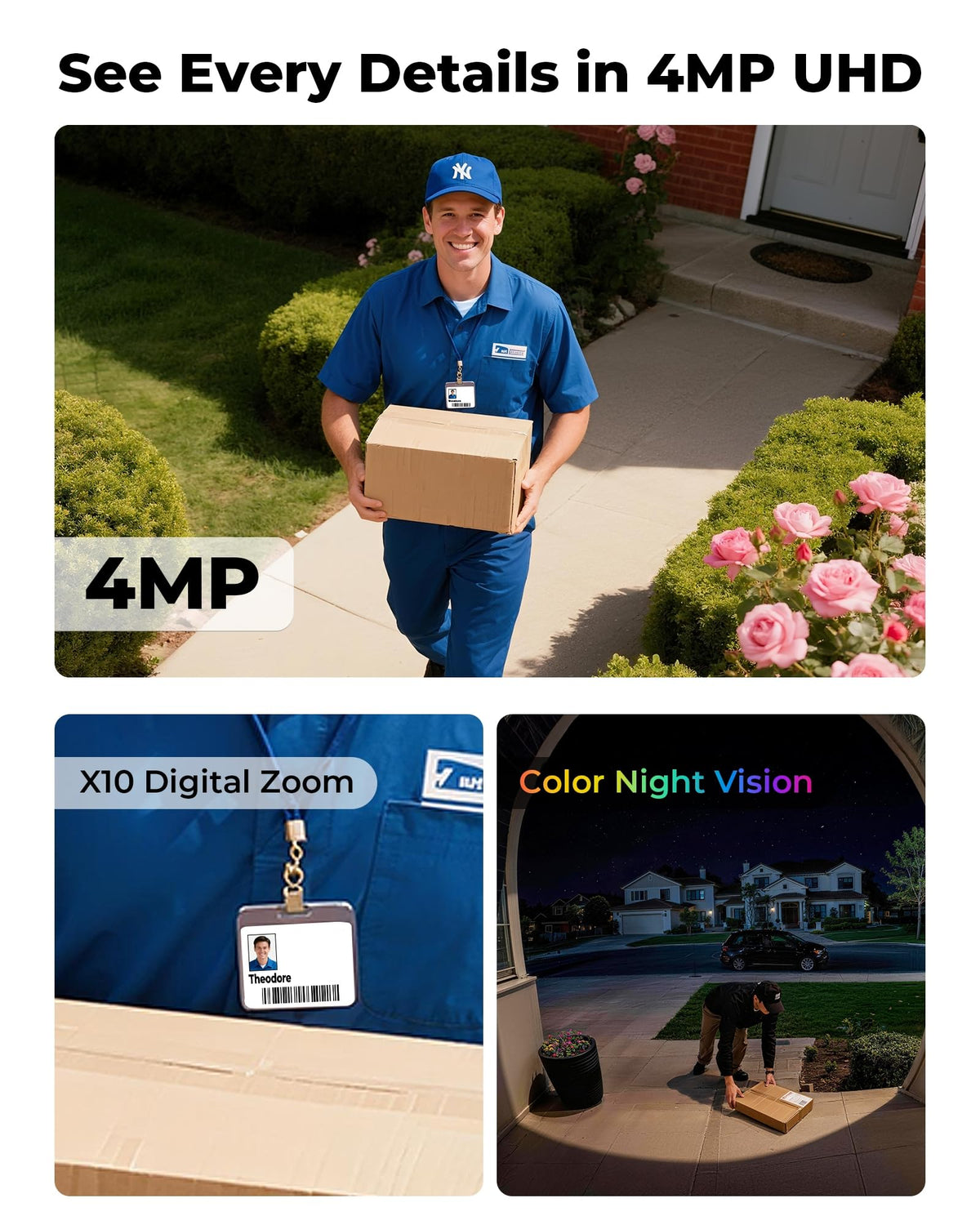 Wireless Outdoor Security Cameras 4MP Solar Powered 360°PTZ O780