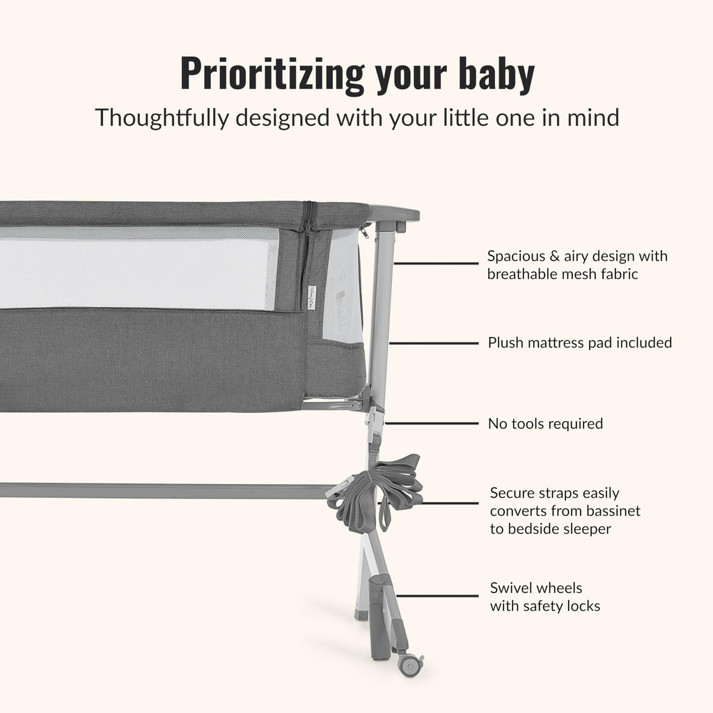 Grey Adjustable Height Bassinet & Bedside Sleeper X1768