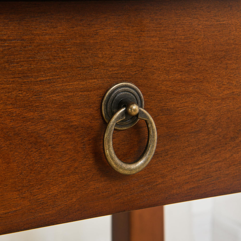 Small Solid Wood Side End Table with Drawer and Storage Shelf S3702