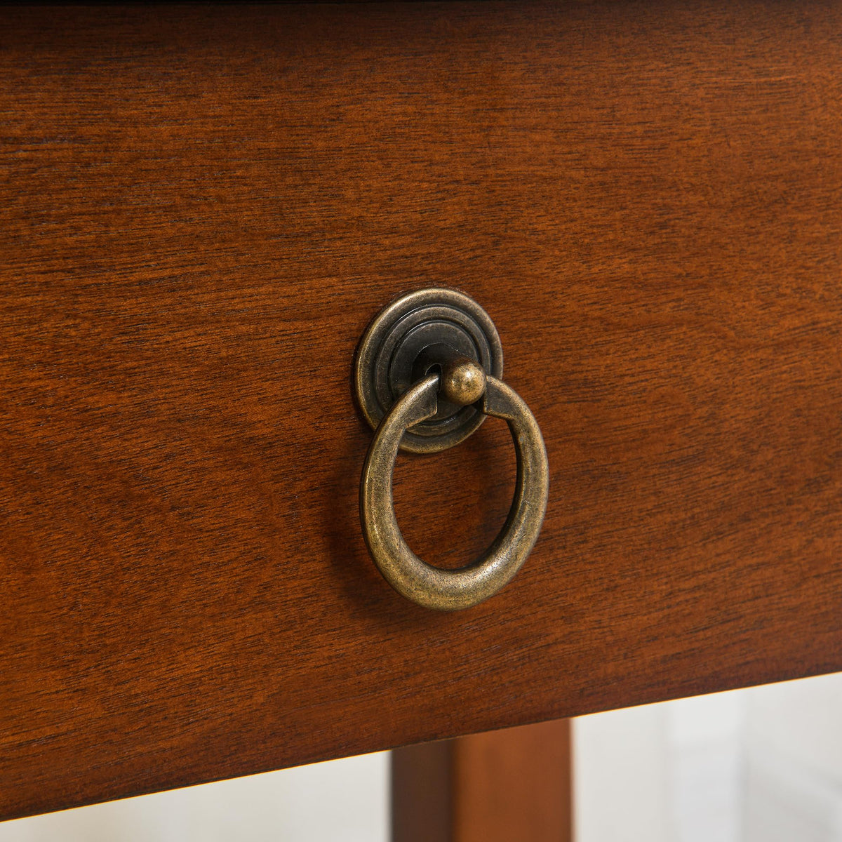 Small Solid Wood Side End Table with Drawer and Storage Shelf S3702