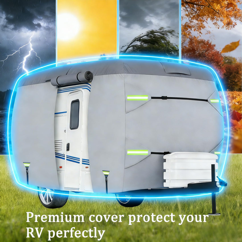 Fiberglass Travel Trailer Cover, Waterproof Camper Cover, RV Cover F98226