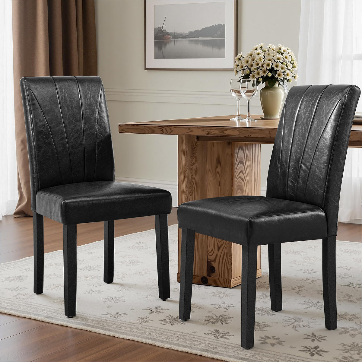Black Upholstered Dining Chairs Set of 6 F461481