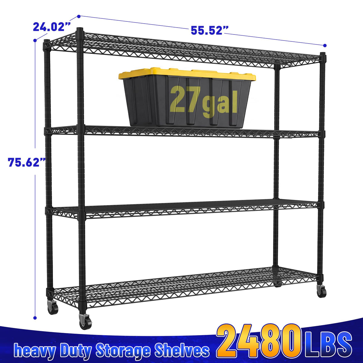 4-Tier Heavy Duty Shelving with Wheels L571