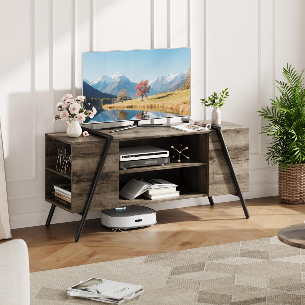 47 Inch TV Stand with Slanted Metal Legs and Adjustable Open Shelf A615