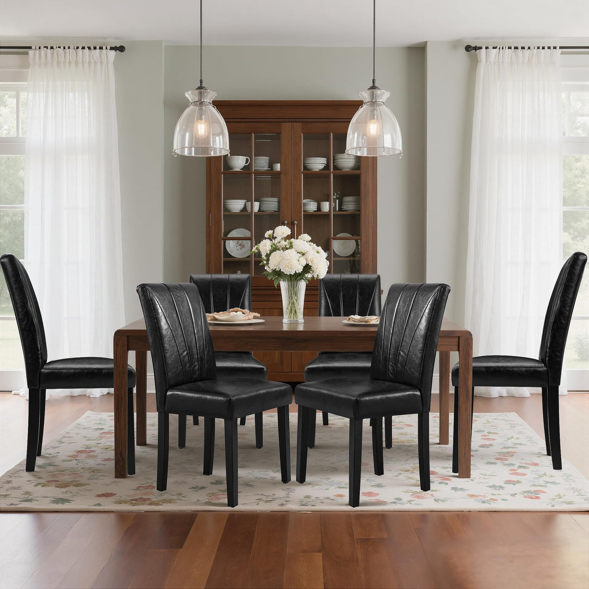 Black Upholstered Dining Chairs Set of 6 F461481