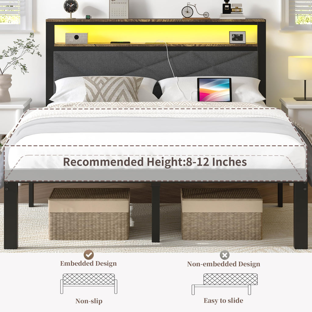 Queen Bed Frame with USB Charging Station P810
