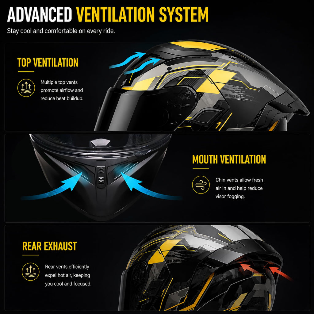 Bluetooth Modular Flip Up DOT Approved Full Face Motorcycle Helmet N854
