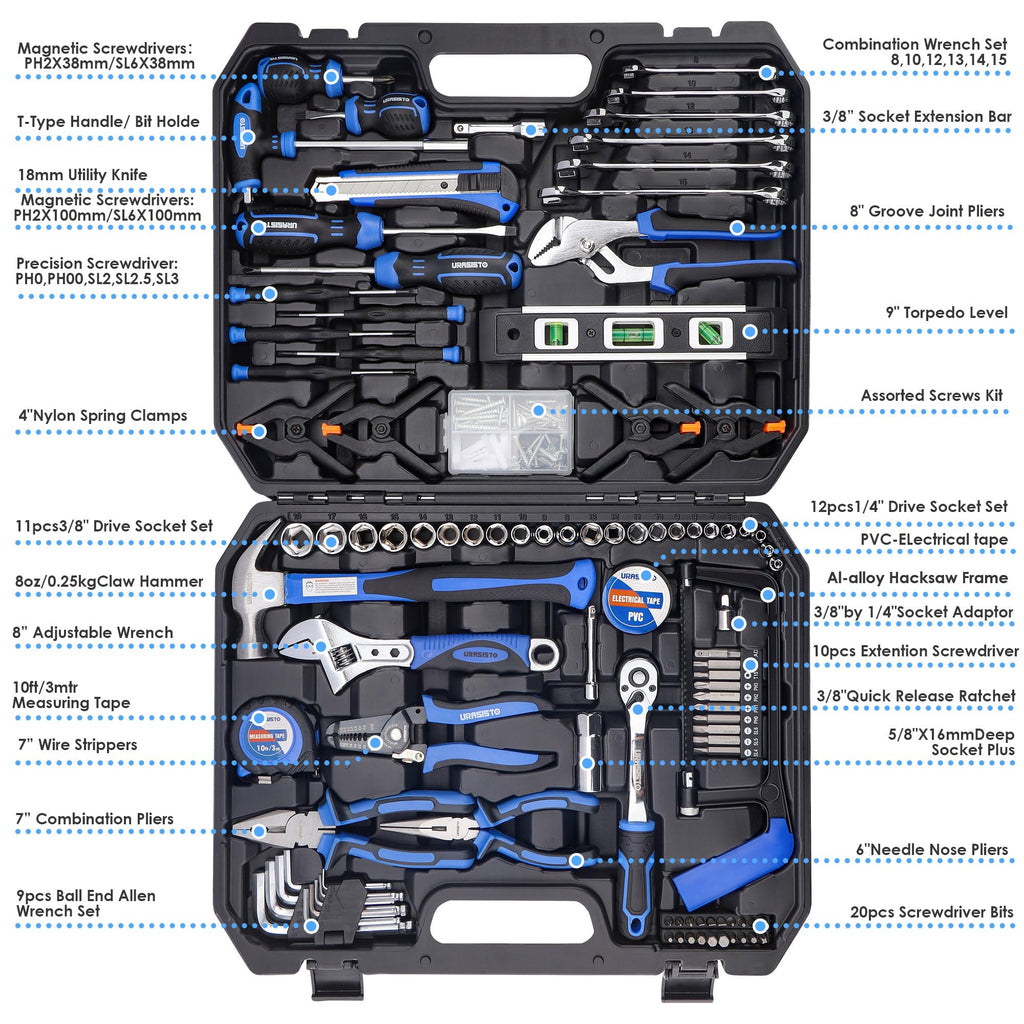 168-Piece Socket Wrench Hand Tool Kit with Toolbox A58051