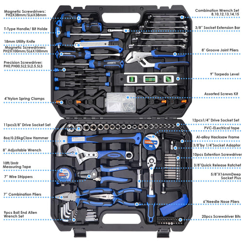 168-Piece Socket Wrench Hand Tool Kit with Toolbox A58051