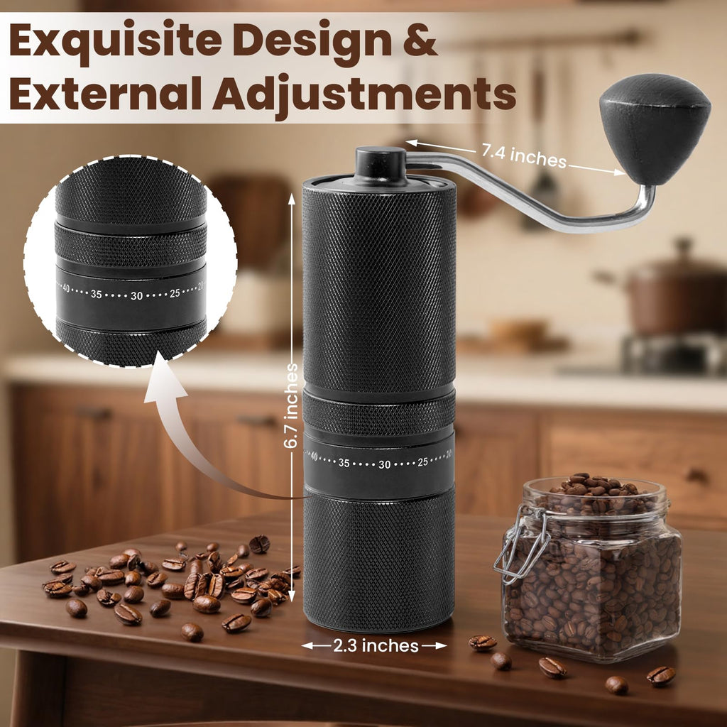 Manual Coffee Grinder with 60 Adjustable Settings, 28g Capacity, Stainless Steel Conical Burr D7298