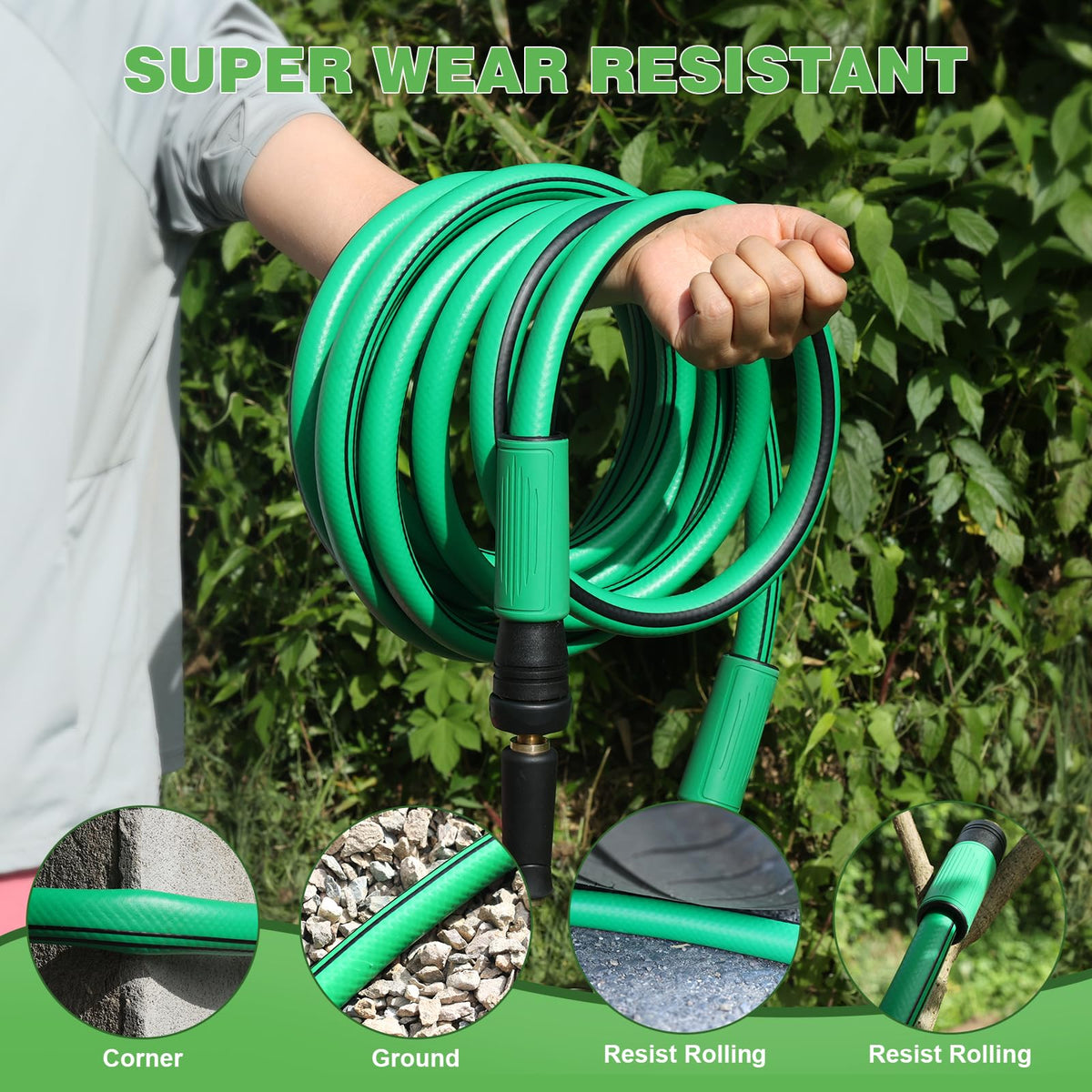 Heavy Duty 5/8 in x 100 FT Hybrid Rubber Garden Hose P58473
