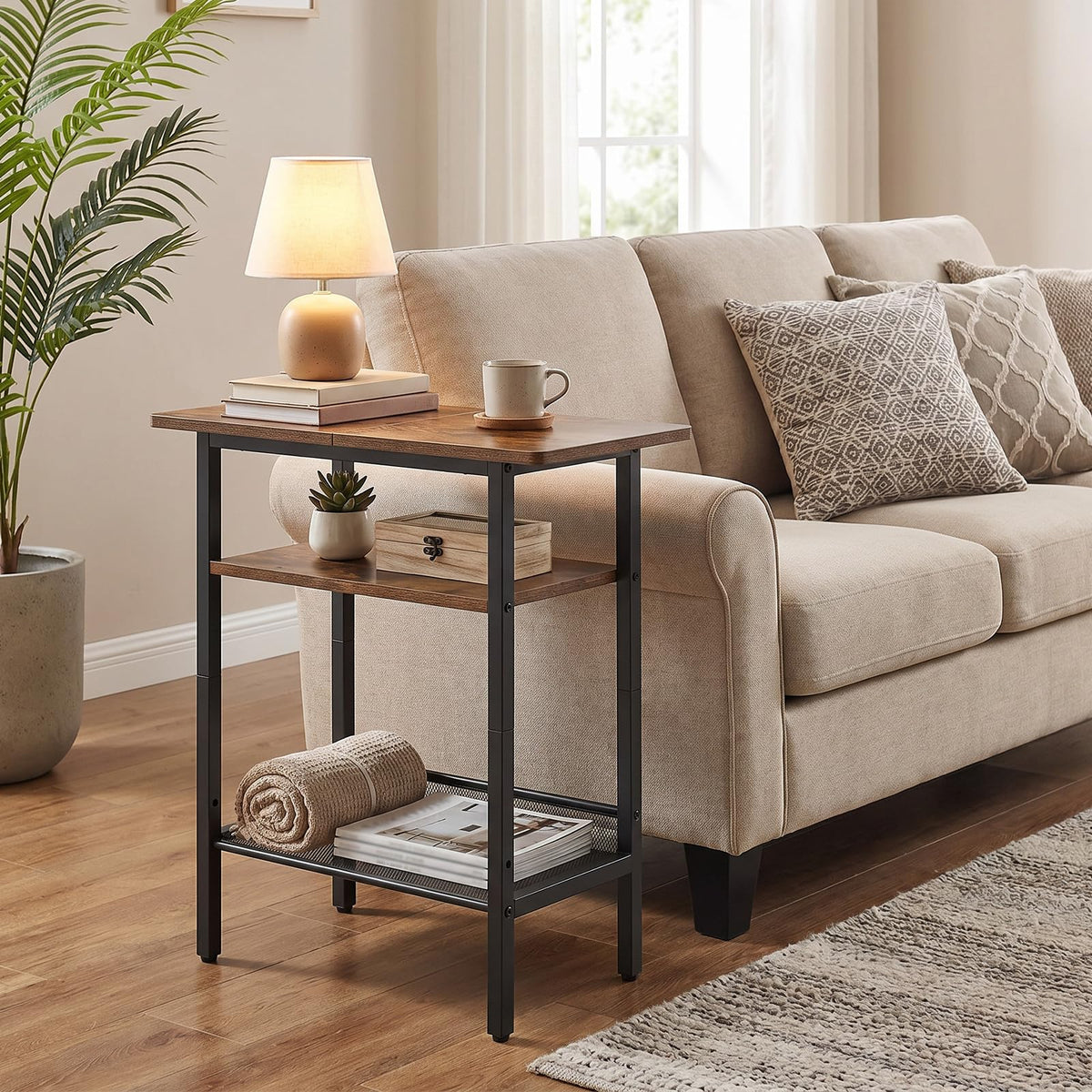 Narrow 3-Tier Side Table with Shelf L810