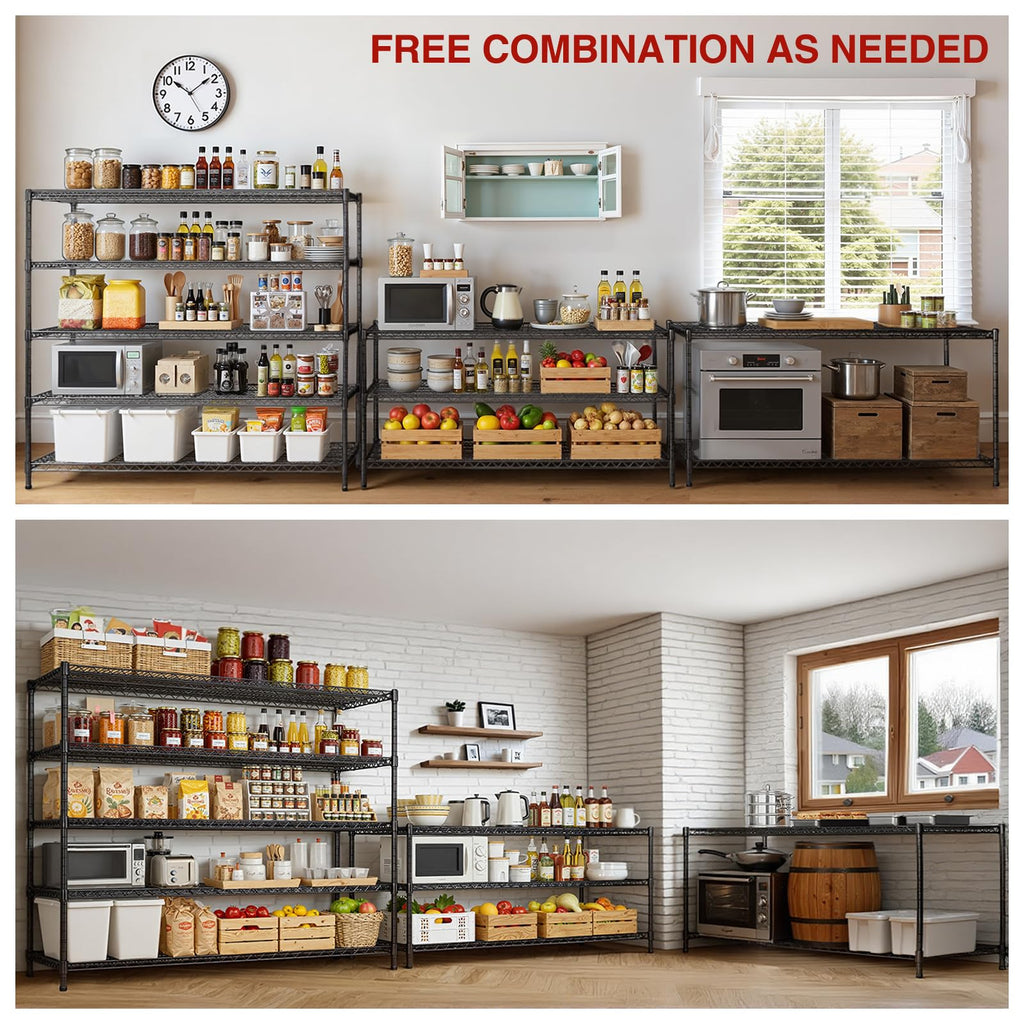 60”W 5 Tier Heavy Duty Metal Wire Shelving with Wheels X355