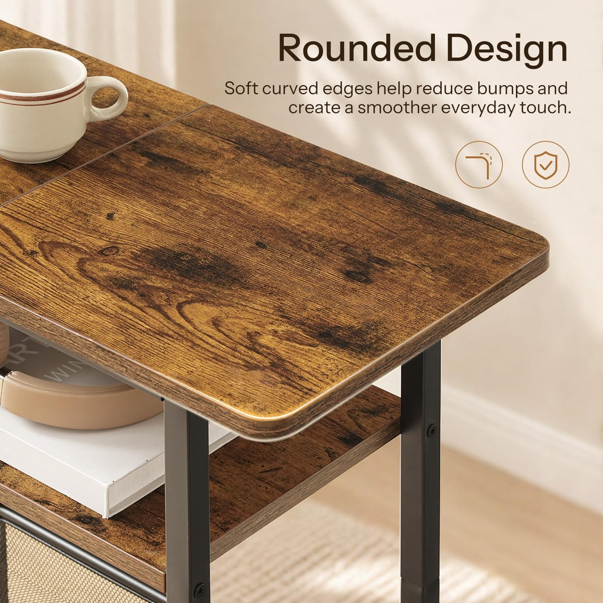 Narrow 3-Tier Side Table with Shelf L810