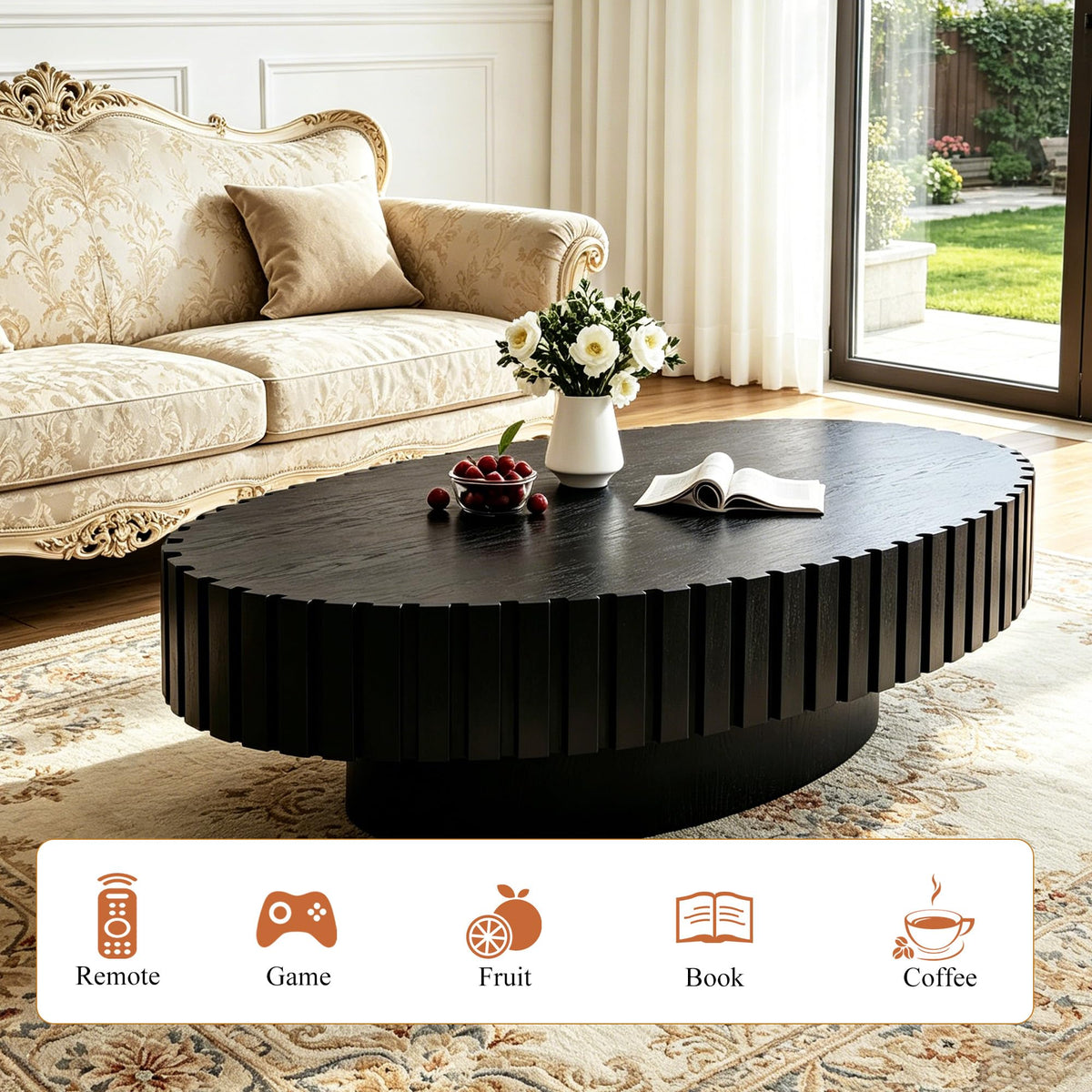 Oval Drum Coffee Table with Pedestal P388