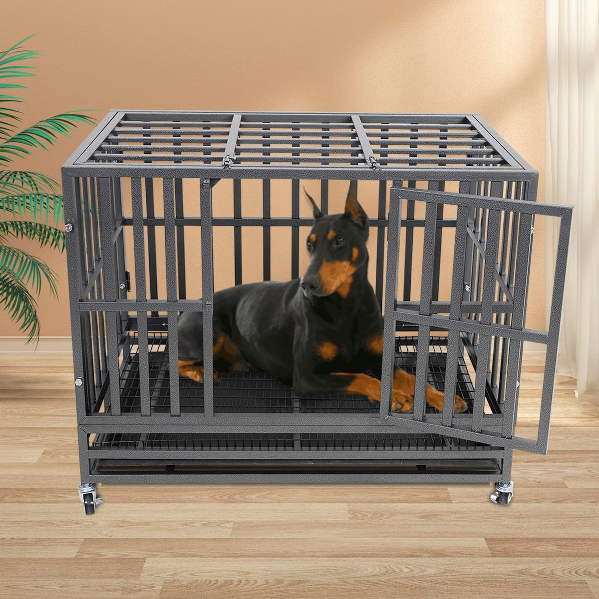 37" Heavy Duty Metal Dog Crate with Removable Tray S203172