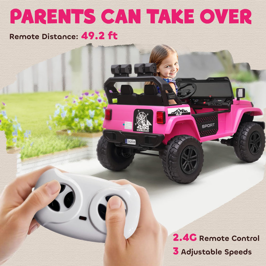 24V 2-Seater Kids Ride on Truck Car Pink U501378