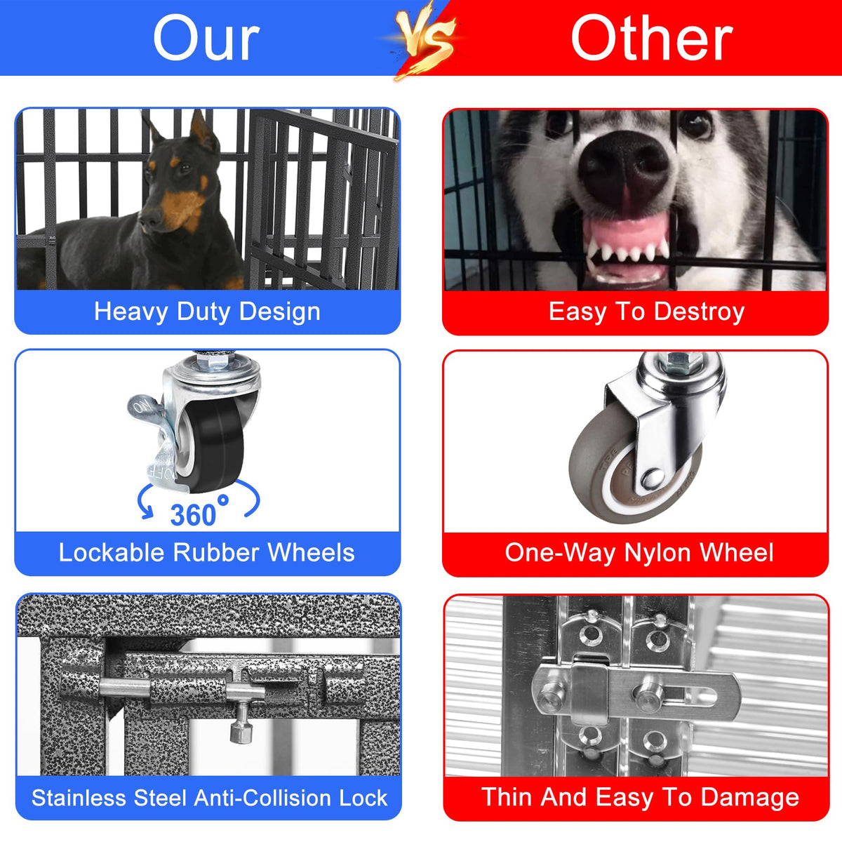 37" Heavy Duty Metal Dog Crate with Removable Tray S203172
