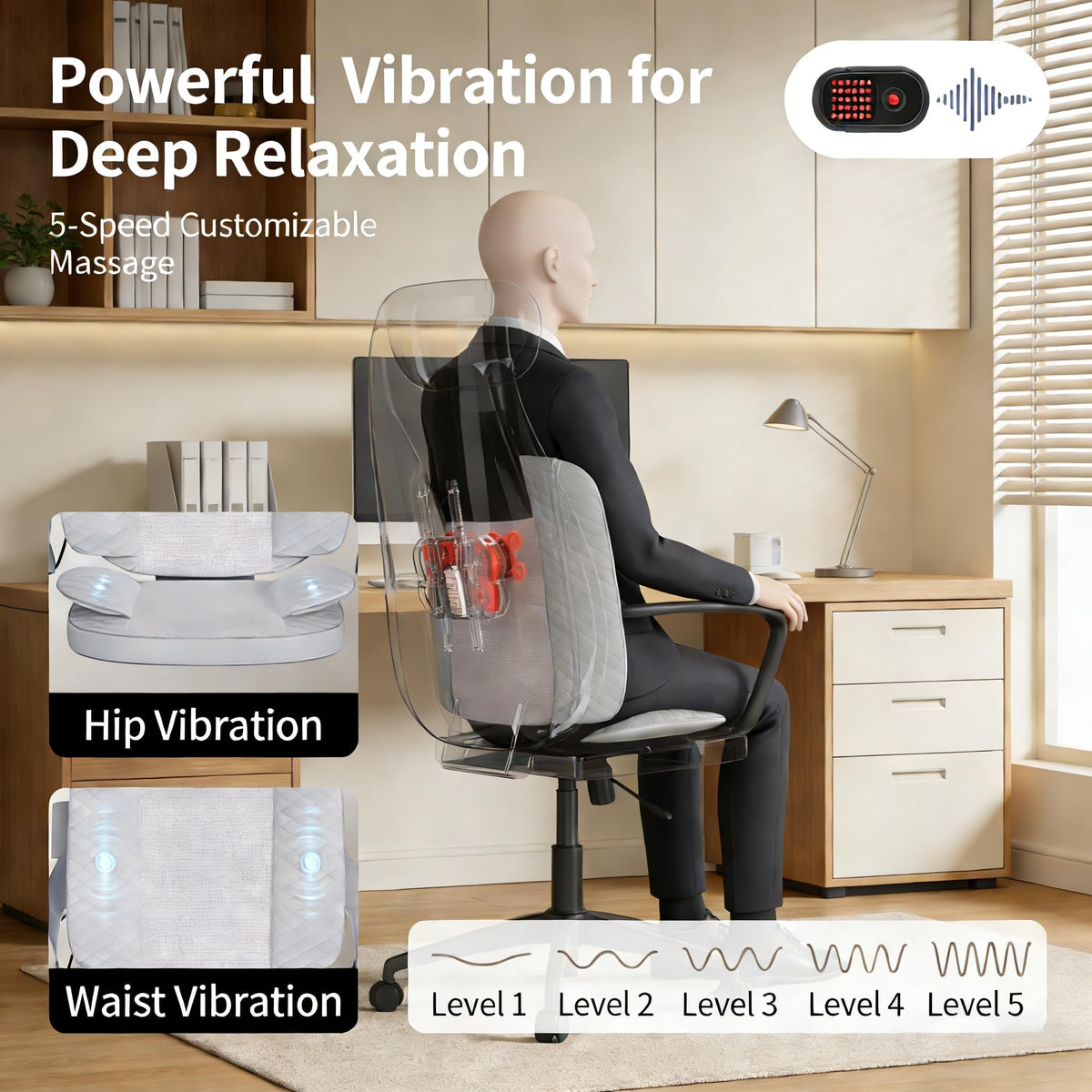 Gray Shiatsu Massage Chair Pad with Heat I2019