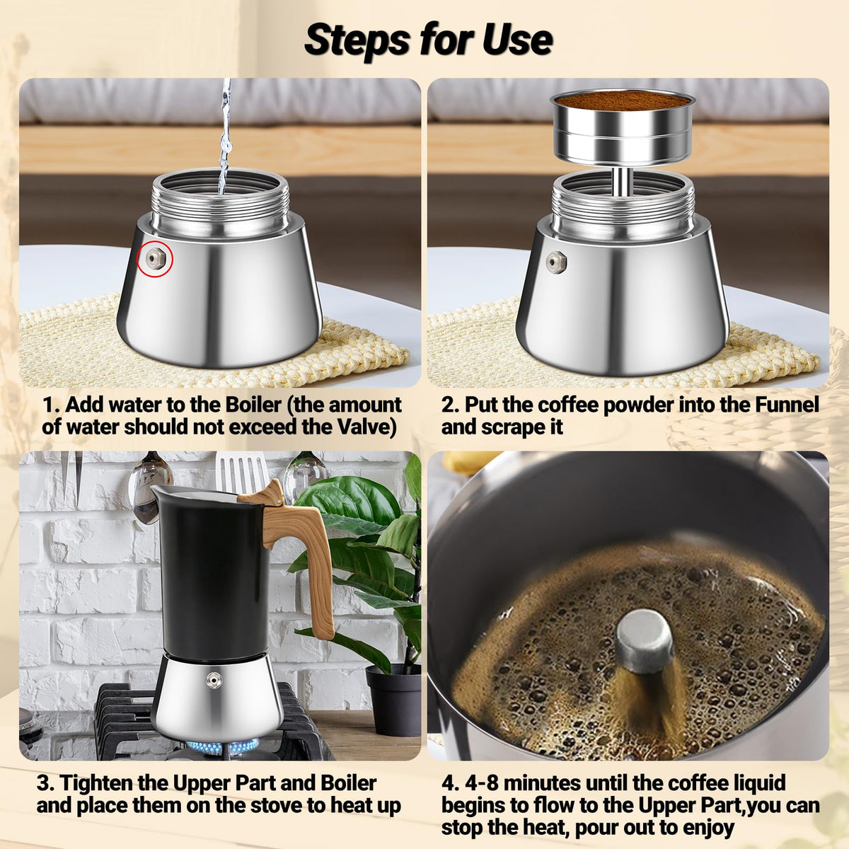 12 Cup 304 Stainless Steel Moka Pot O692