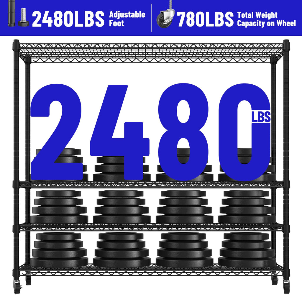 4-Tier Heavy Duty Shelving with Wheels L571