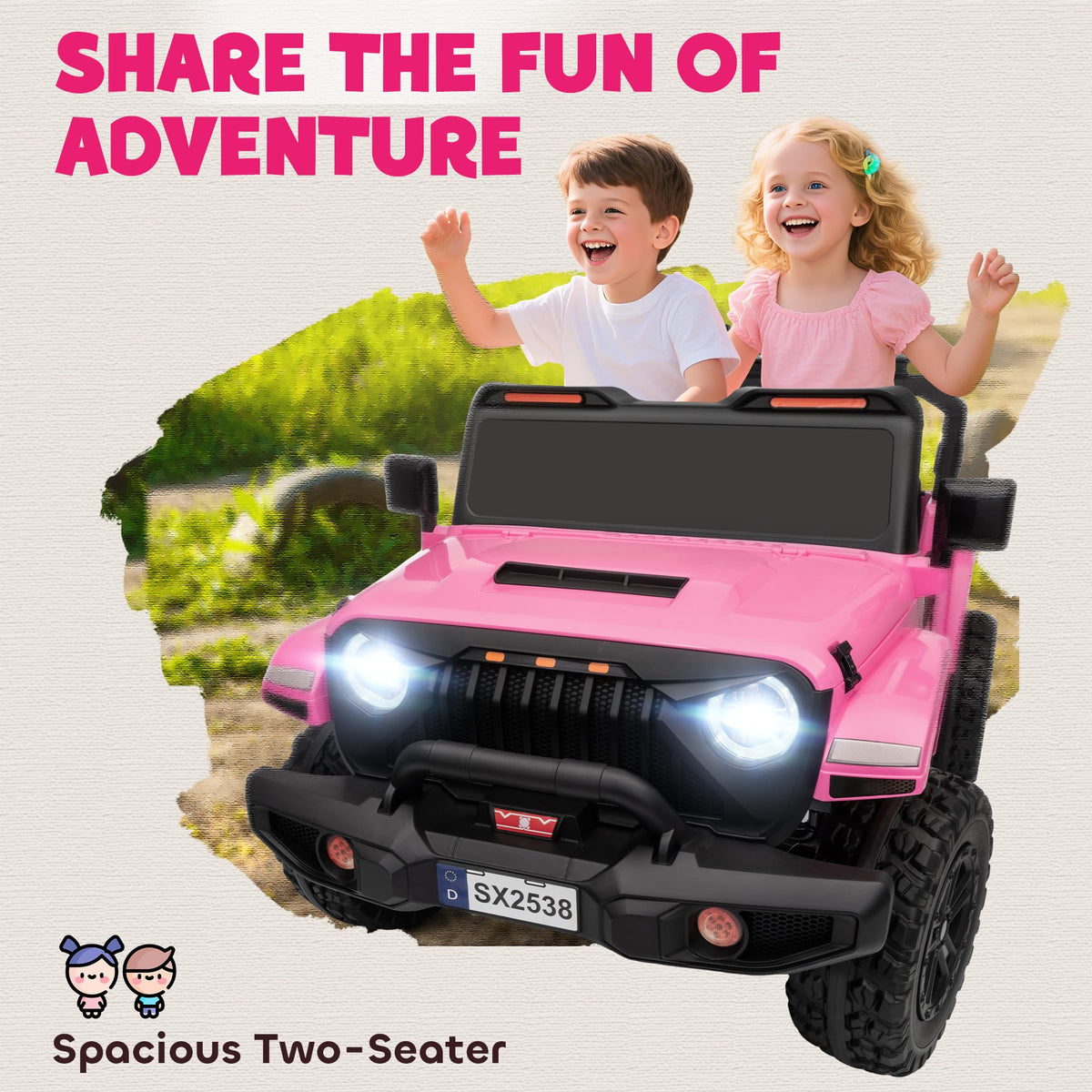 24V 2-Seater Kids Ride on Truck Car Pink U501378