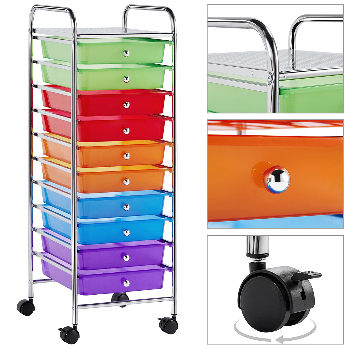 10 Drawer Rolling Cart with Locking Wheels V188