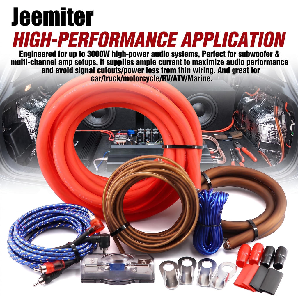 0 Gauge 3000W Amp Wiring Kit with 100A AGU Fuse B744
