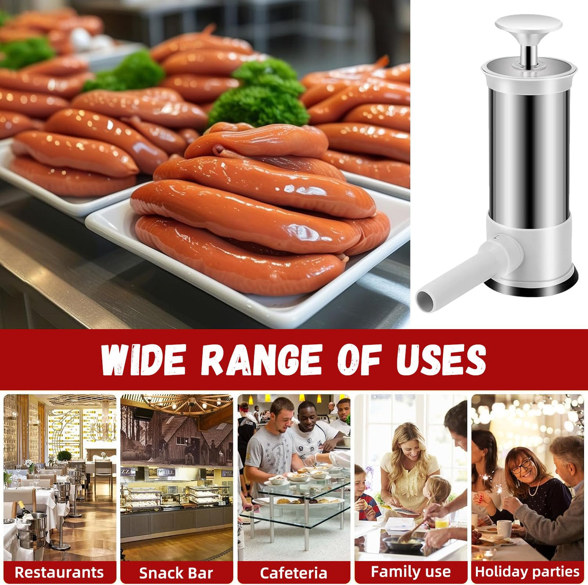 2.2lb Stainless Steel Sausage Stuffer with 4 Stuffing Tubes O8080