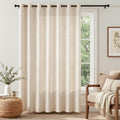 Linen Curtain 84 Inch Light Filtering Grommet 1 Panel Beige R517994