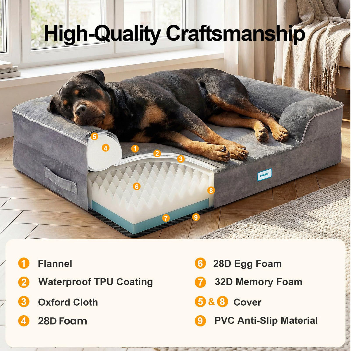 Extra Large Memory Foam Dog Bed X164