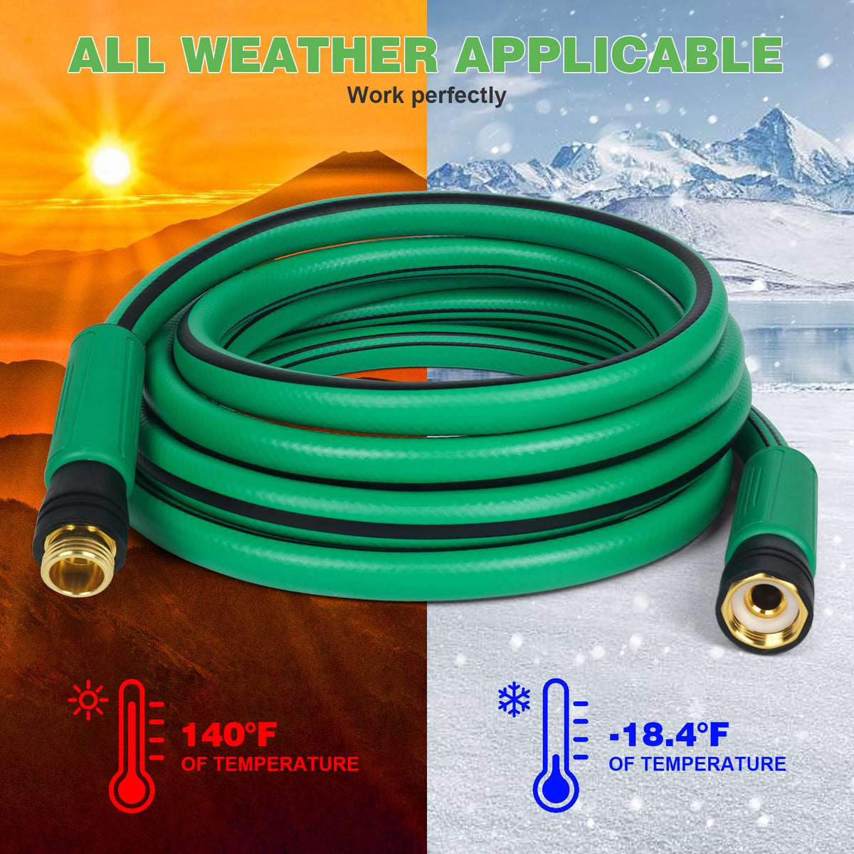 Heavy Duty 5/8 in x 100 FT Hybrid Rubber Garden Hose P58473