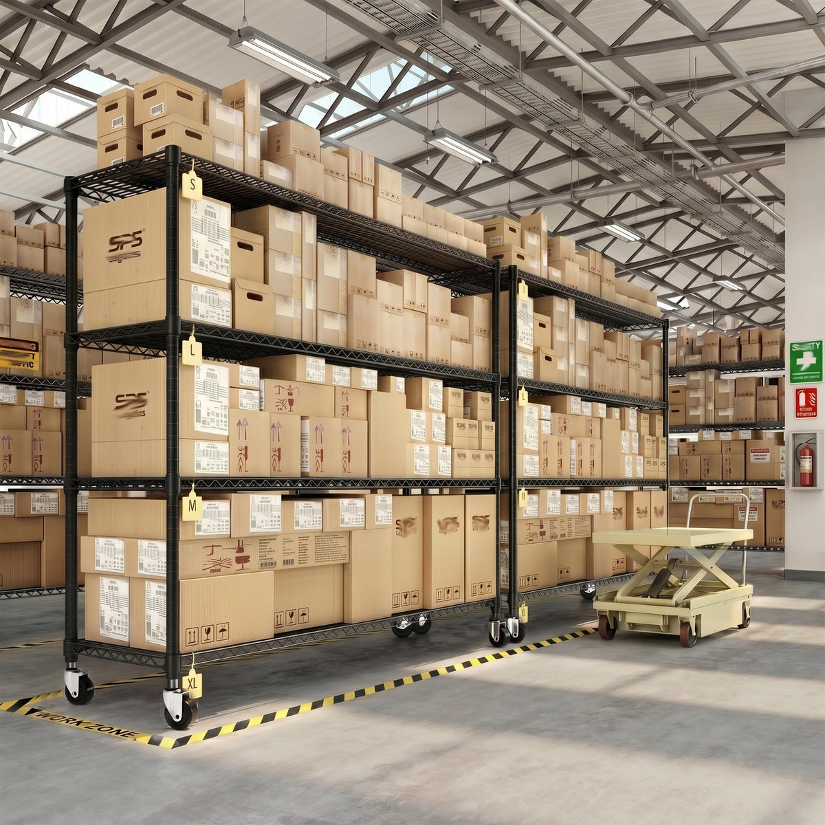 4-Tier Heavy Duty Shelving with Wheels L571