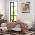 Queen Size Platform Bed Frame with Faux Leather Headboard Z912561