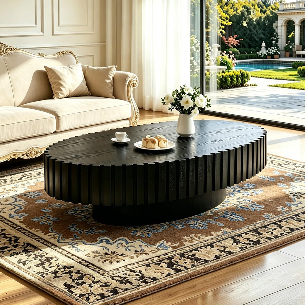 Oval Drum Coffee Table with Pedestal P388