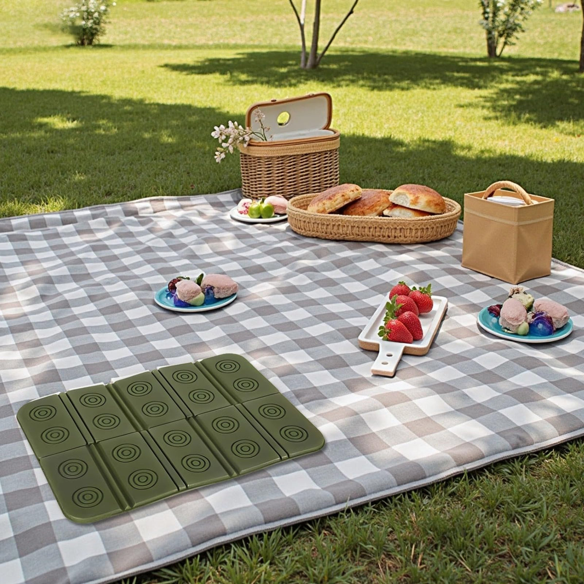 2 Pcs Folding Waterproof Foam Camping Mat Seat Cushion I56521