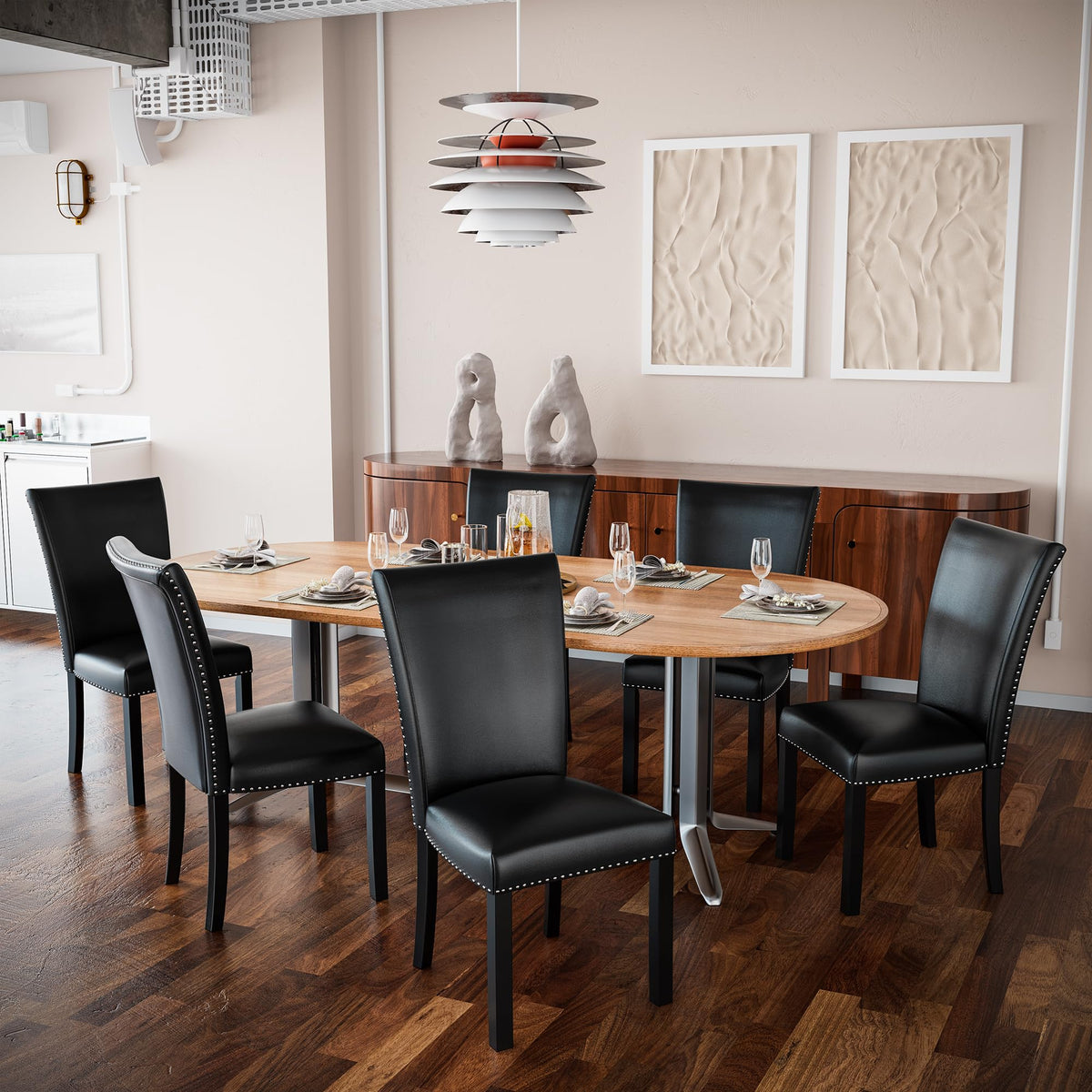 Faux Leather Upholstered Dining Chairs Set of 2 Black N569056