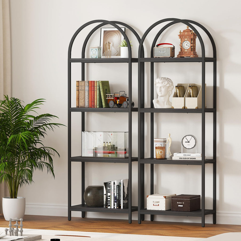 4 Tier Arched Black Bookshelf P9403