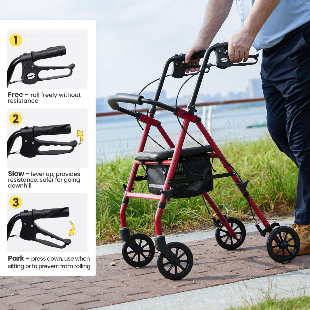 Heavy-Duty Rollator Walker with Seat D397