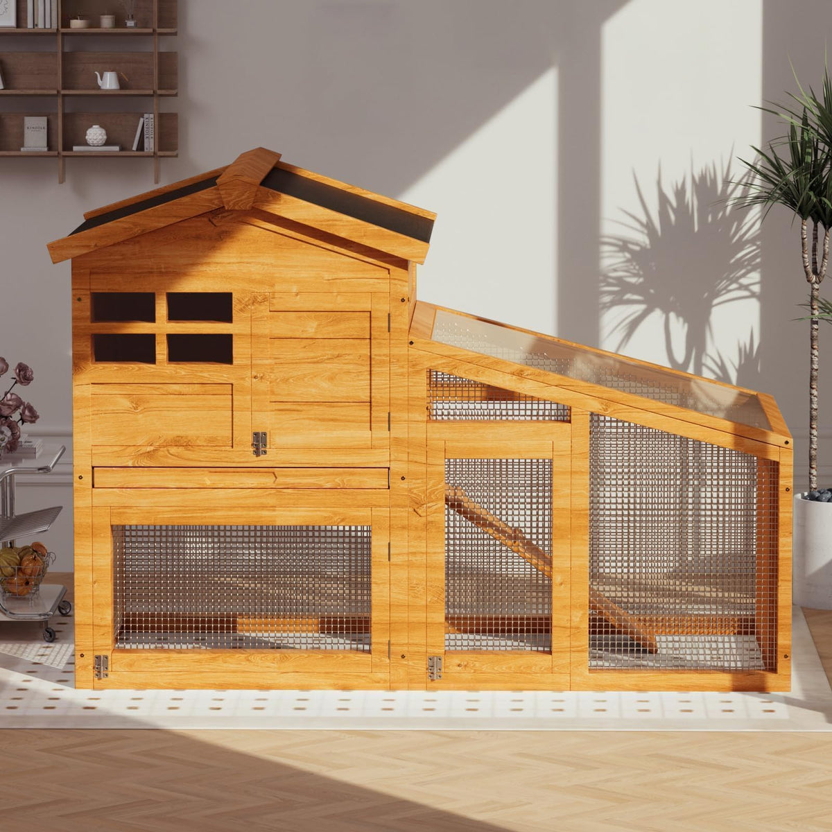 54" 2-Tier Wooden Rabbit Hutch I939384