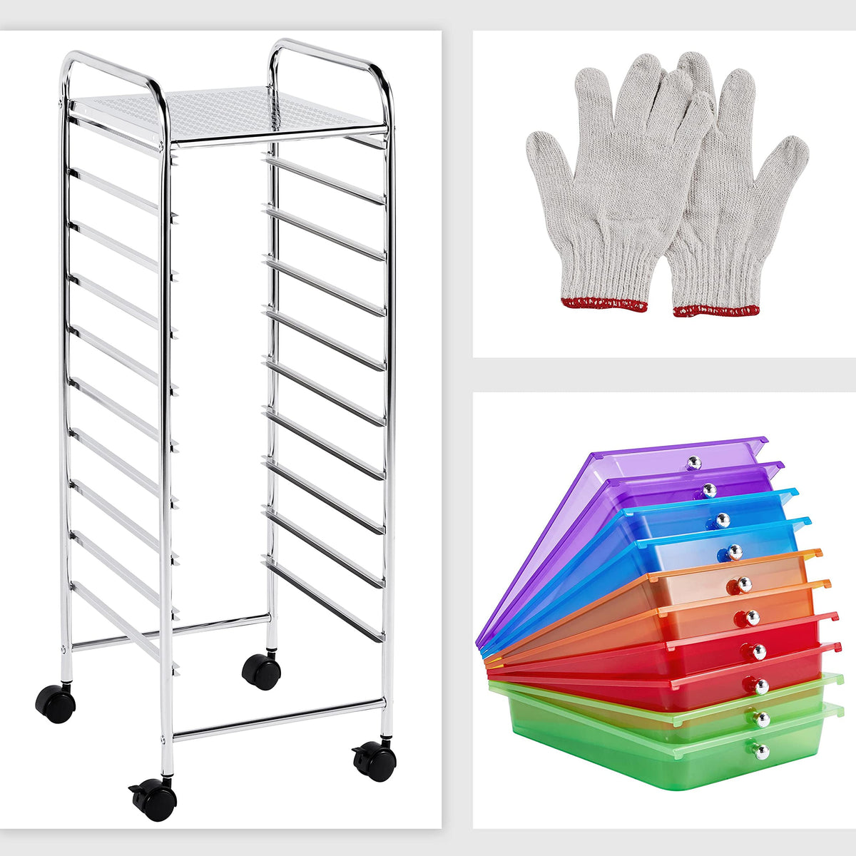10 Drawer Rolling Cart with Locking Wheels V188