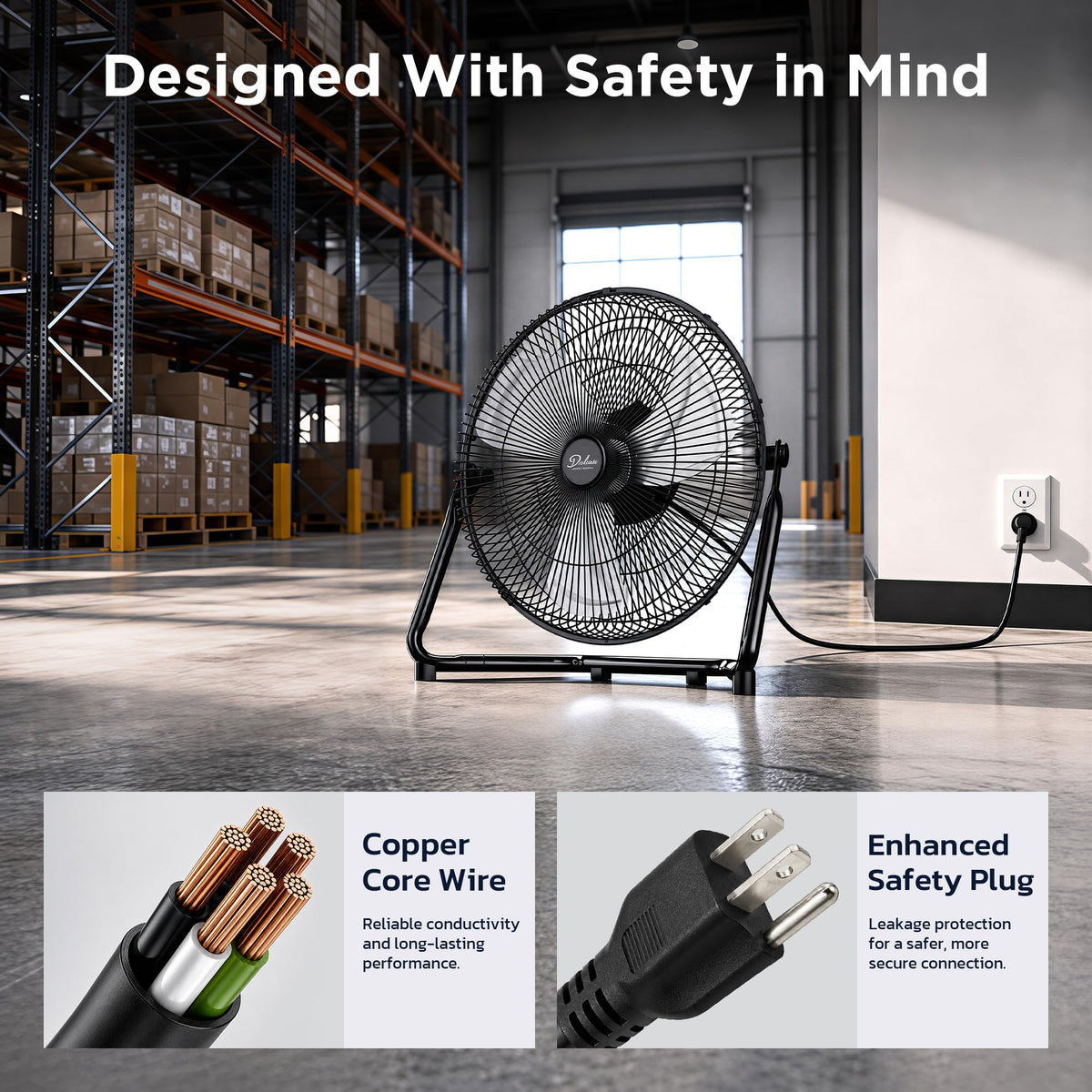 20 Inch 3-Speed High Velocity Metal Industrial Floor Fan G4387