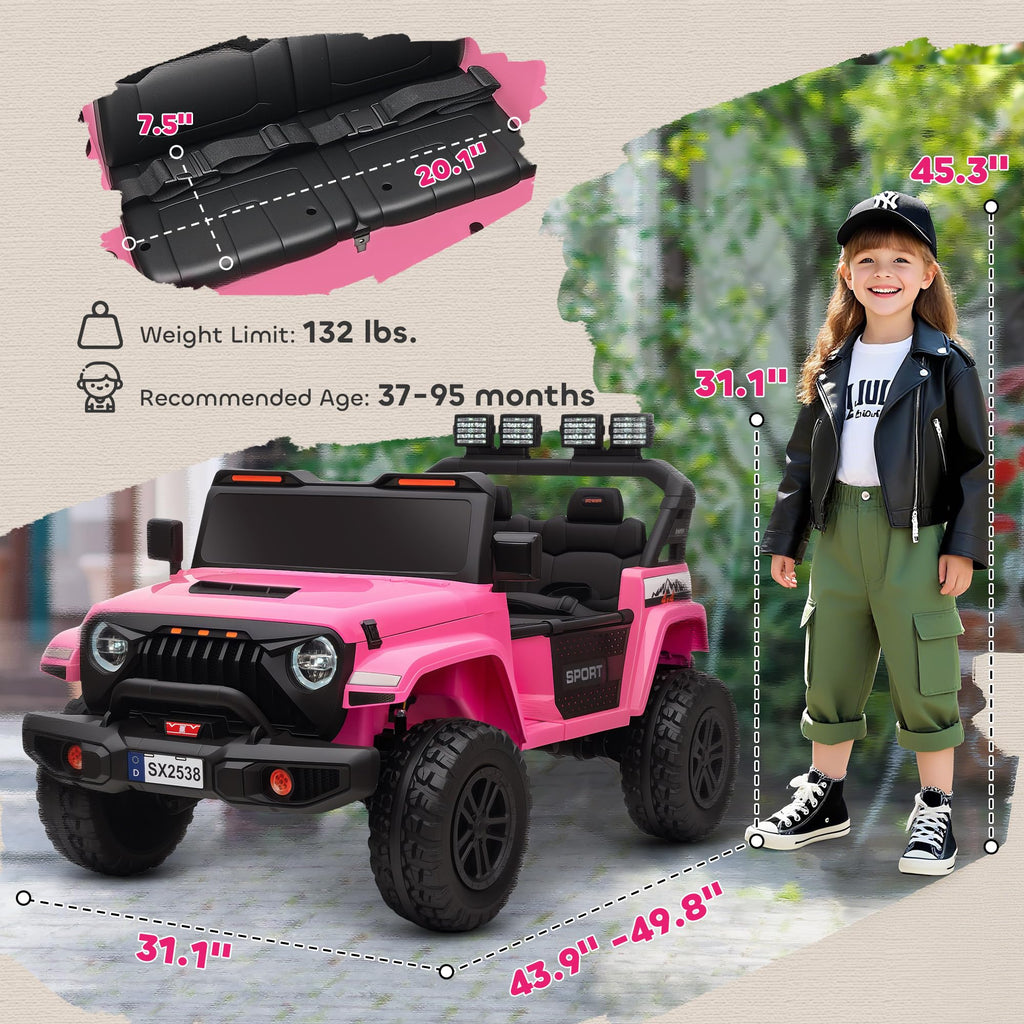 24V 2-Seater Kids Ride on Truck Car Pink U501378