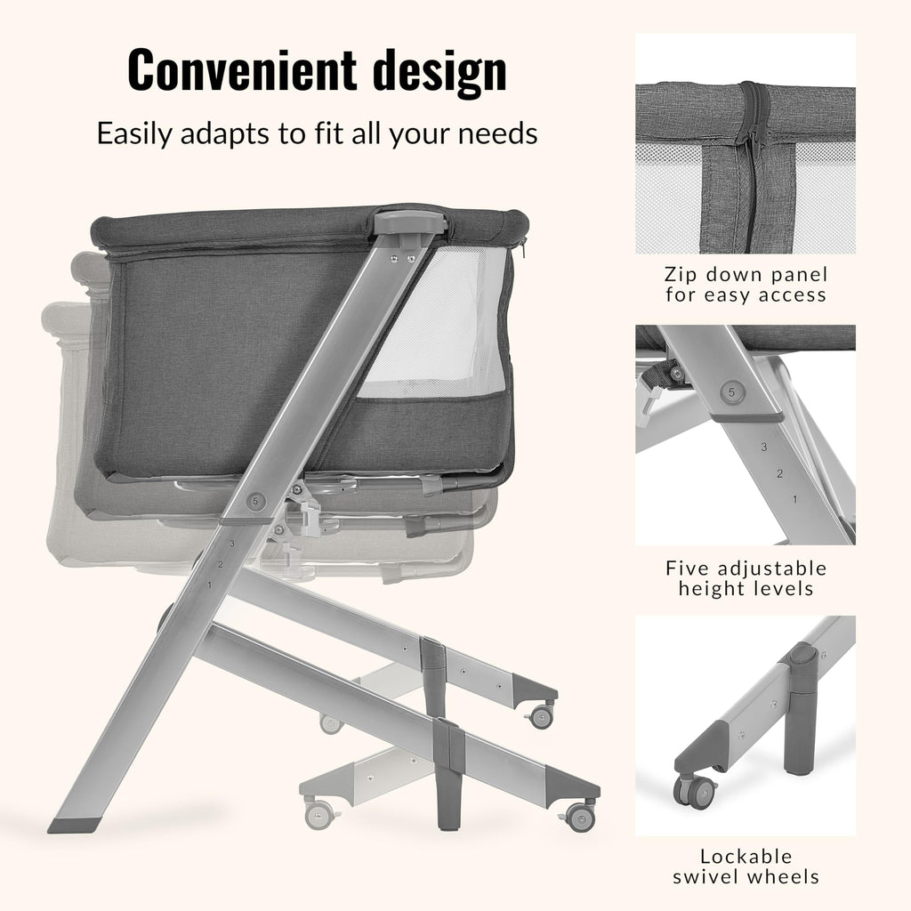 Grey Adjustable Height Bassinet & Bedside Sleeper X1768